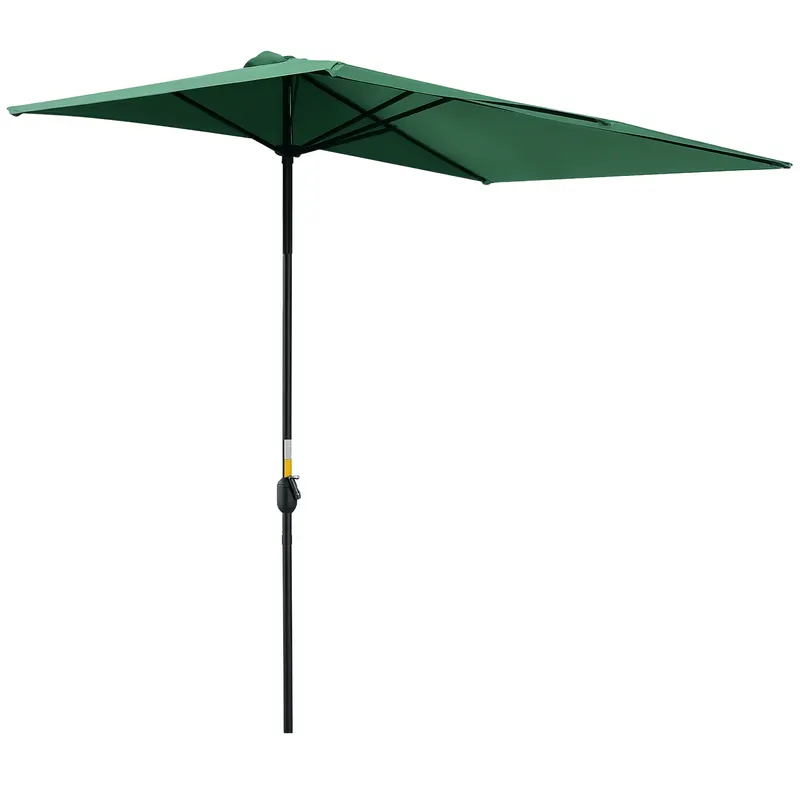 Outsunny Umbrelă Semicirculară de Perete cu Deschidere cu Manivelă şi Orificii de Ventilaţie, 230x130x245 cm, Verde | Romania