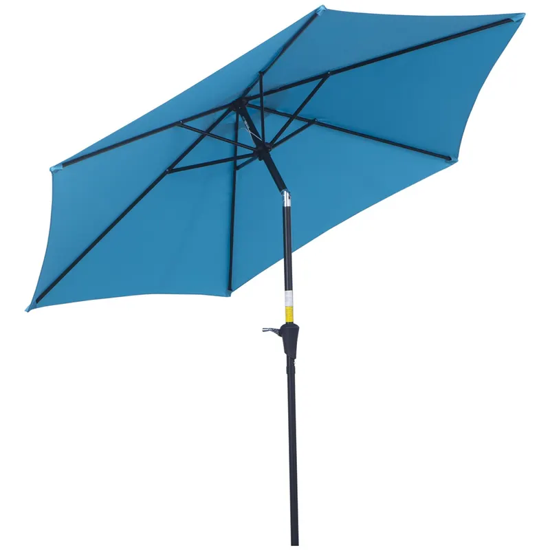 Outsunny Umbrelă de Grădină Înclinabilă cu Manivelă, Tijă și 6 Spițe, Ø2.6x2.4 m, Albastru | Romania