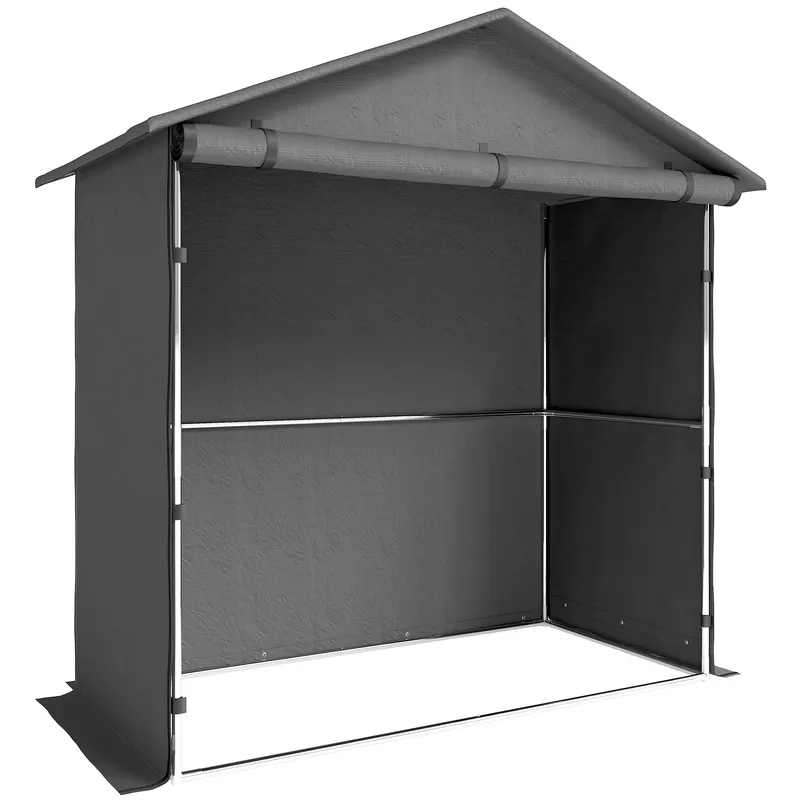 Outsunny Cort Garaj cu Intrare Rulabilă, Corzi și Țăruși, 1.1x2 m, Gri Închis | Romania