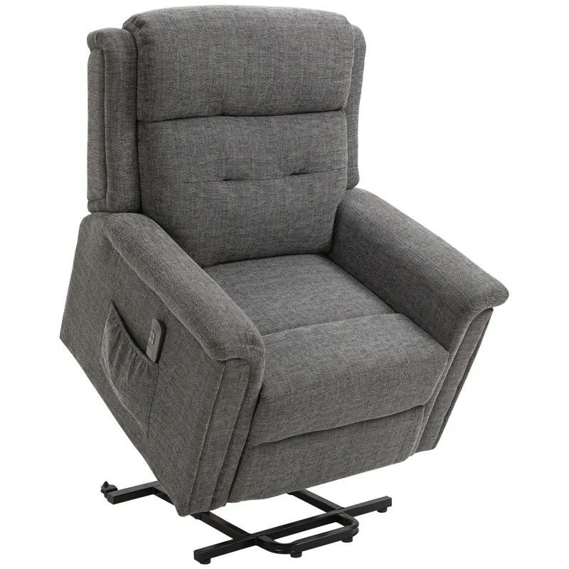 HOMCOM Fotoliu Recliner cu sistem de ridicare, fotoliu reclinabil cu suport pentru picioare integrat, gri | Romania