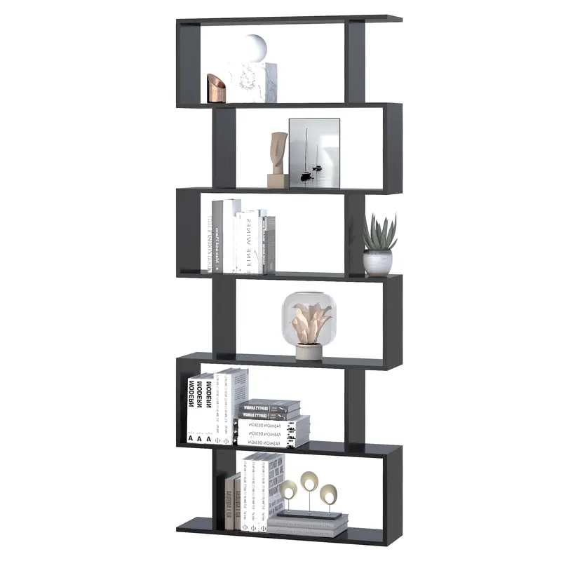 HOMCOM Bibliotecă din Lemn, Design Modern cu 6 Rafturi, 80x23x192 cm, Negru | Romania
