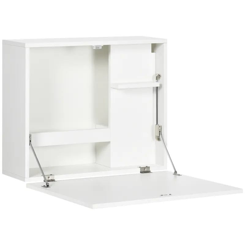 HOMCOM Birou Suspendat Pliabil cu Rafturi, Ideal pentru Spații Mici, Design Modern, Alb | Romania