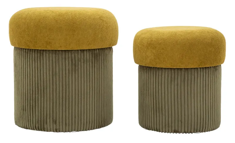 Mauro Ferretti Puff cu Depozitare Verde Set 2 Buc cm Ø 42x44-35x36 | Romania