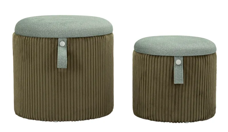 Mauro Ferretti Puff cu Depozitare Bolzano Verde Set 2 Buc cm Ø 38x38-32x27 | Romania