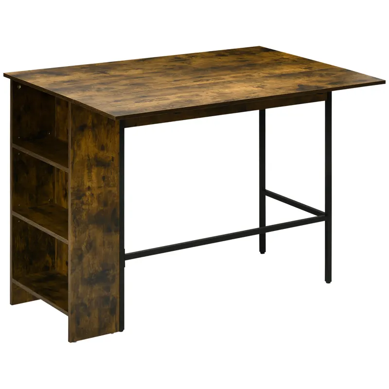 Masa de bar pliabila HOMCOM in stil industrial cu 3 rafturi, din lemn si otel 120x76x91.4cm | Romania