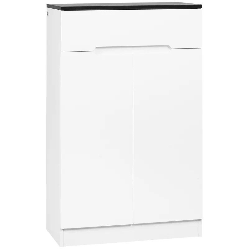 HOMCOM Dulap pentru Pantofi pentru 12 Perechi pentru Hol cu 3 Rafturi Reglabile și Sertar, Design Anti-Răsturnare, 60x32x100 cm, Alb | Romania