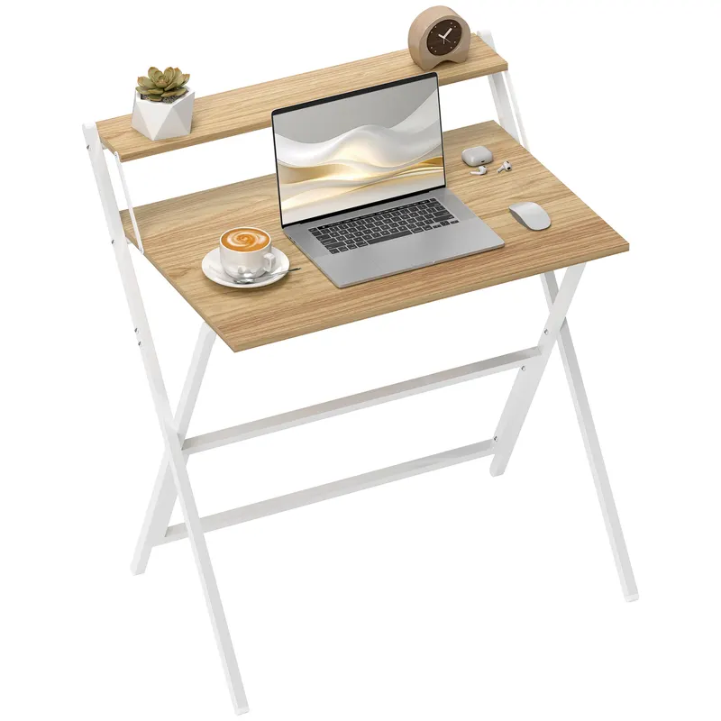 Birou HOMCOM pliant compact, suport monitor, lemn natural | Romania