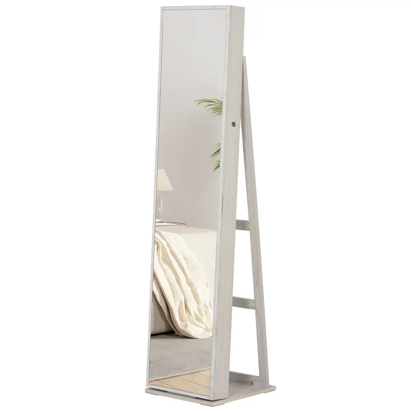 HOMCOM Dulap Bijuterii LED Alb cu Cheie | Romania