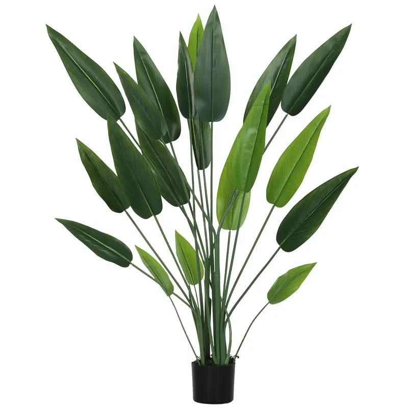HOMCOM Plantă Artificială "Pasărea Paradisului" cu 20 de Frunze și Ghiveci | Romania
