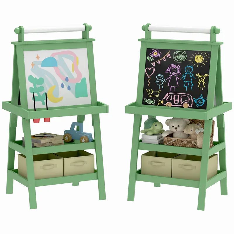 AIYAPLAY Tablă de Desen Dublă Pentru Copii 3-6 Ani, 59x48x118 cm, Verde | Romania