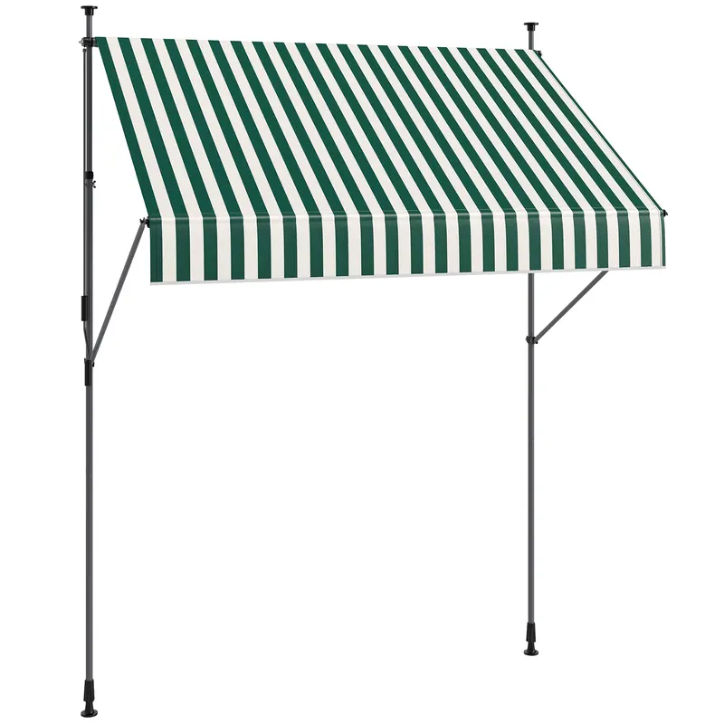 Outsunny Tenda de Soare cu Suporturi Reglabile și Manivelă, Verde și Alb | Romania