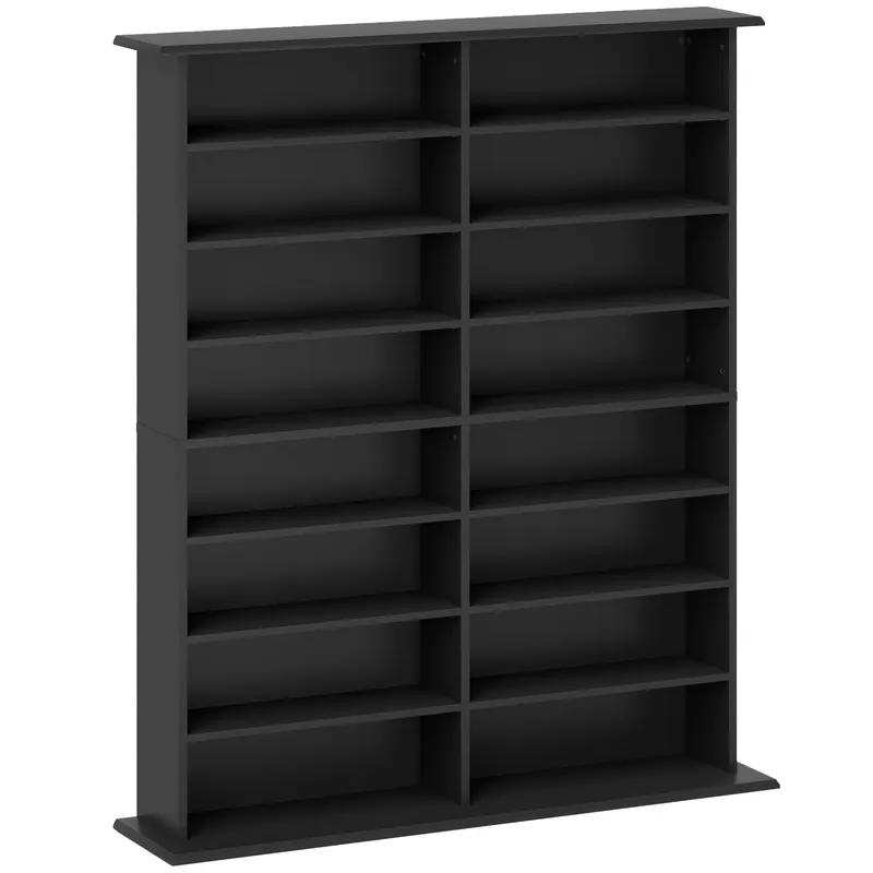 HOMCOM Mobilier Bibliotecă cu 16 Rafturi pentru 720 CD-uri din Lemn 106.5x24x123.7 cm Negru | Romania