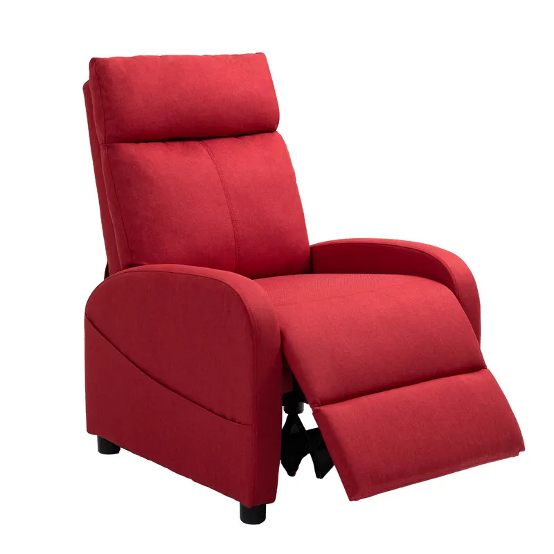 HOMCOM Fotoliu Rabatabil Manual cu Suport pentru Picioare din Material Textil cu Efect de In, 69x85x100 cm, Roșu Vin | Romania