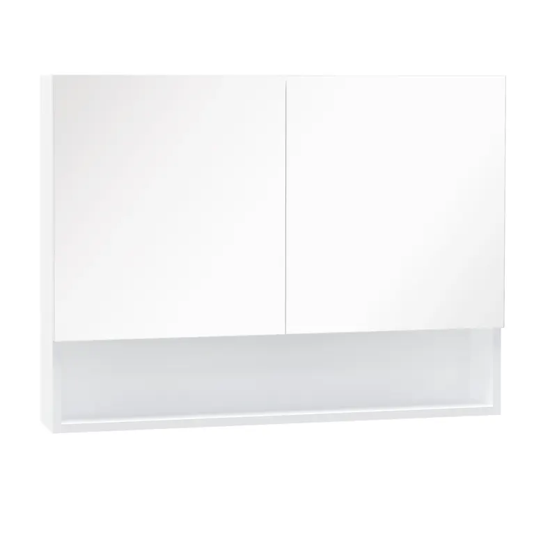 HOMCOM Dulap cu Oglindă de Perete cu Lumini LED și Rafturi Reglabile din Sticlă și MDF pentru Baie | Romania