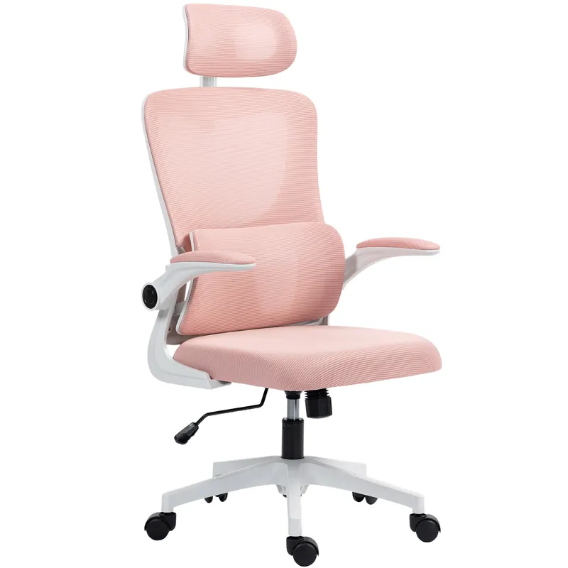 Vinsetto Scaun de Birou Ergonomic cu Tetieră Detașabilă Roz | Romania