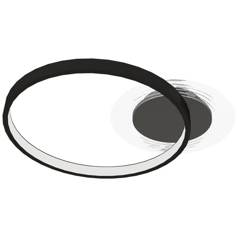 HOMCOM Lampă de tavan LED Modernă de 40W cu 2 Inele și Lumină Reglabilă, Negru | Romania