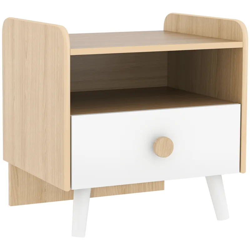 AIYAPLAY Noptieră cu Sertar pentru Copii 3-10 Ani, cu Design Minimalist pentru Dormitor, 40x32,5x40 cm, Lemn Natural | Romania