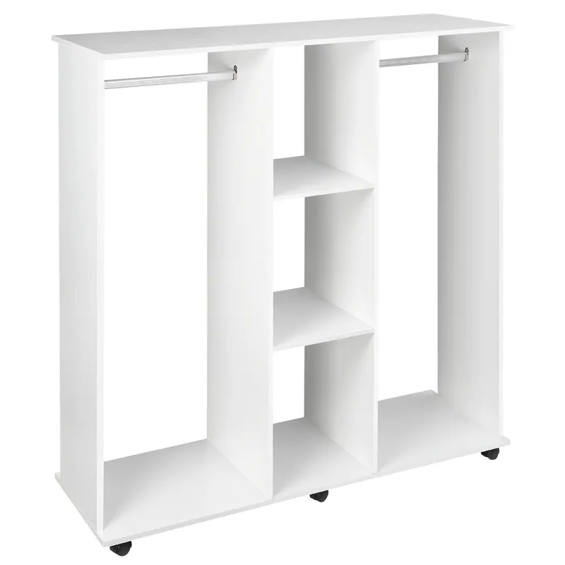 HOMCOM Dulap cu 5 Rafturi și 6 Roți, 120x40x128 cm, Negru | Romania