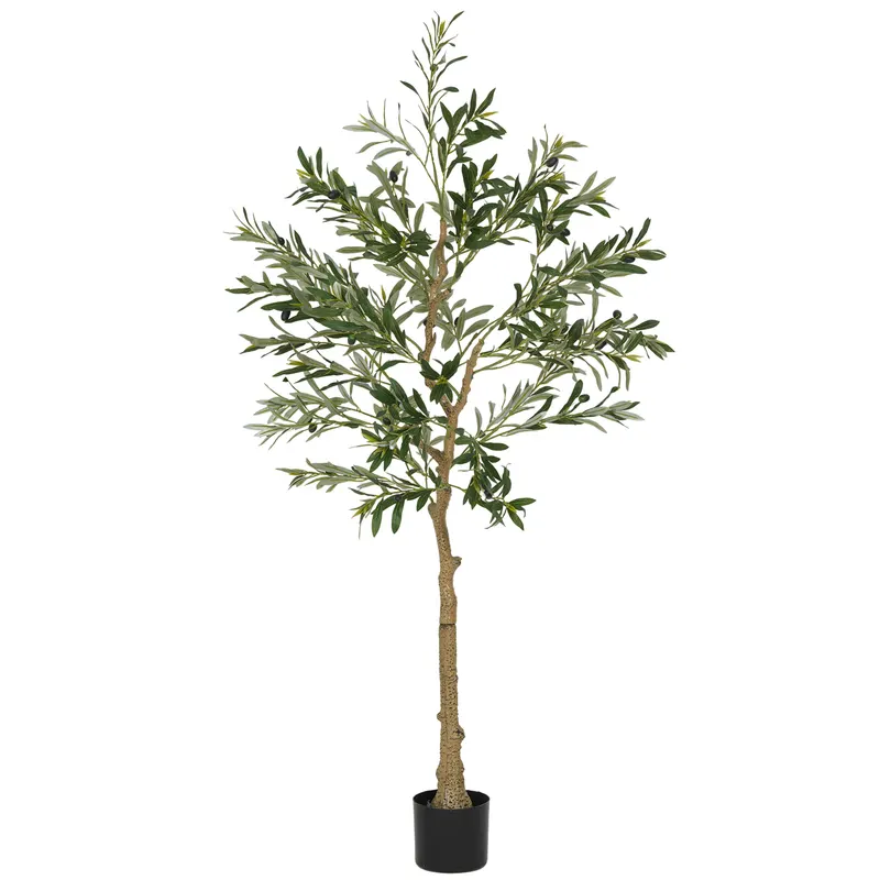 HOMCOM Plantă Artificială Măslin 150 cm cu 720 Frunze, 32 Măsline și Ghiveci | Romania