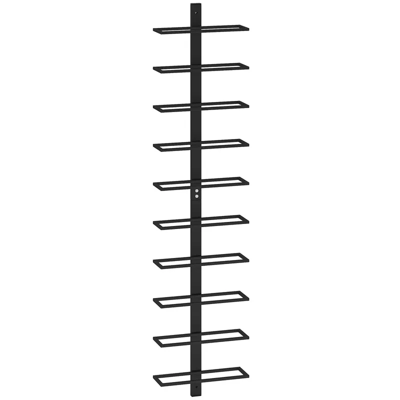 HOMCOM Suport pentru Sticle de Vin cu Montare pe Perete, 27x10x116 cm, Negru | Romania
