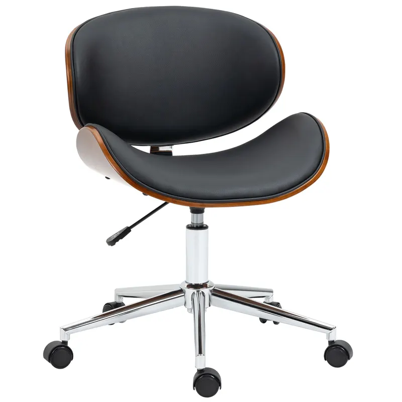 Vinsetto Scaun de birou design vintage înălțime reglabilă pivotant 360° lemn de plop înveliș sintetic 53 x 53 x 77-87 cm | Romania