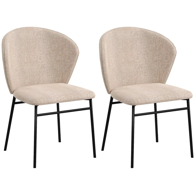 HOMCOM Scaun de masă, Design contemporan și elegant, Material textil cu efect de in, Oțel, 52 x 55 x 80 cm, Maro deschis | Romania