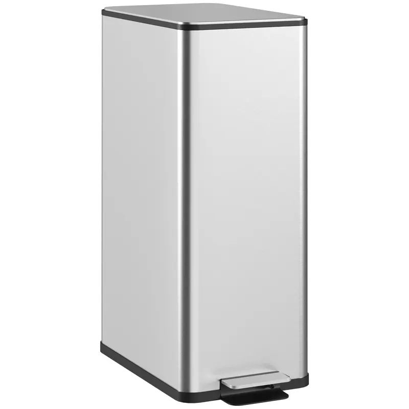 HOMCOM Coș de Gunoi de 20L Antiamprentă cu Închidere Lentă și Găleată Detașabilă, Coș cu Pedală, pentru Bucătărie, Living, Birou și Studiu, 21.5x37.2x57 cm, Argintiu | Romania