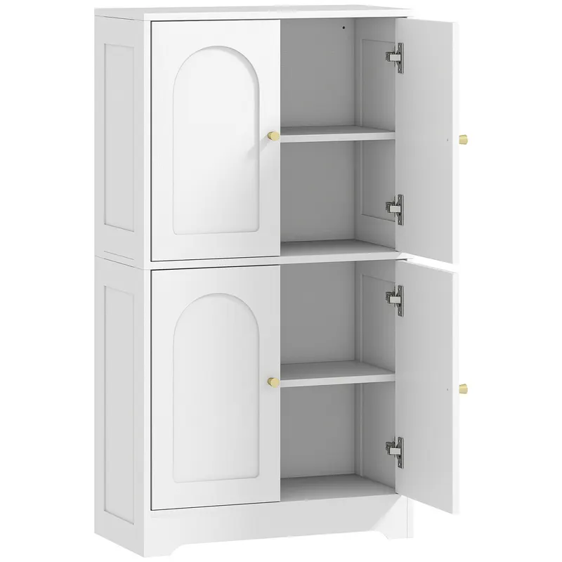 HOMCOM Comodă Bucătărie, Dulap Bucătărie cu 2 Dulapuri, 4 Uși Arcuite, 2 Rafturi Reglabile, cu Dispozitiv Anti-Răsturnare, 60x30x110 cm, pentru Sala de Masă, Living, Alb | Romania
