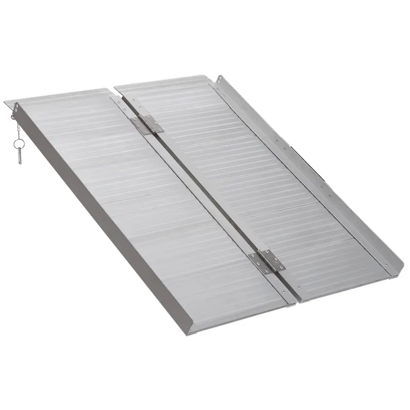 HOMCOM, Rampă de scaun cu rotile, antiderapantă, pliabilă, din aluminiu, cu borduri, încărcare maximă 270 kg, 91 x 74 cm | Romania
