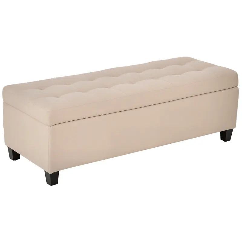 HOMCOM Banchetă cu depozitare, detalii cu nasturi, până la 120 kg, 125 x 49 x 41,5 cm, Bej | Romania