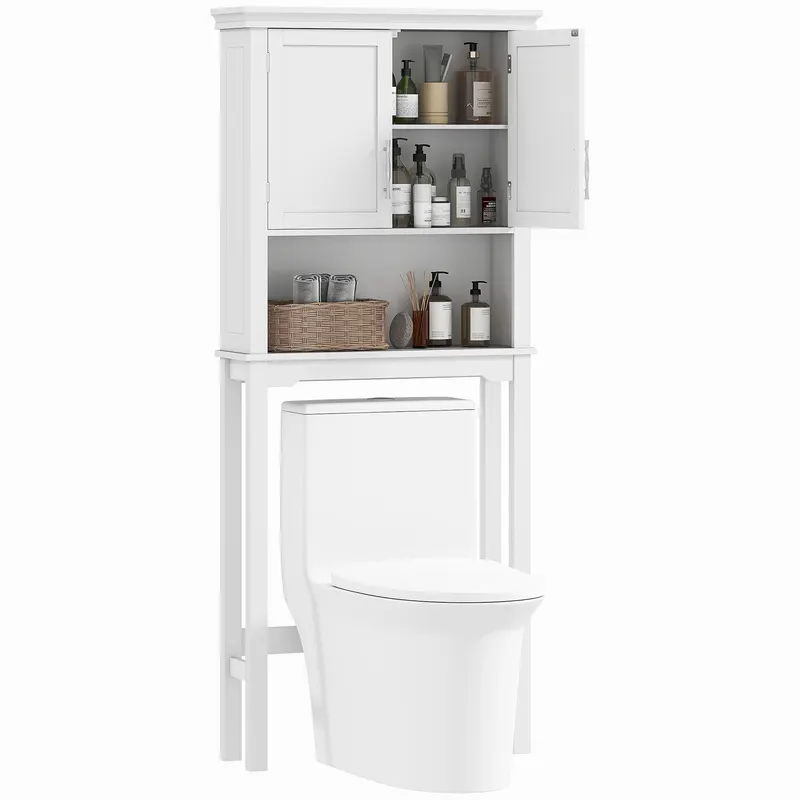 kleankin Dulap WC deasupra toaletei cu două uși, raft reglabil și compartiment, dim. 71 x 20,5 x 165 cm, alb | Romania