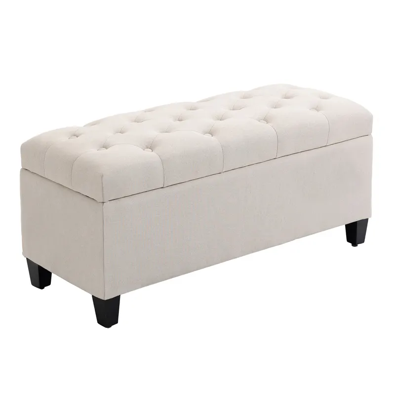 HOMCOM Banc de rangement taburet salon cap de pat cufar de depozitare pentru salon, camera, intrare, 100 x 40 x 44 cm, alb | Romania