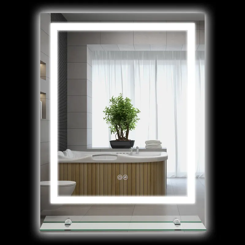 kleankin Oglindă rectangulară de perete luminoasă LED pentru baie 80 x 60 cm | Romania