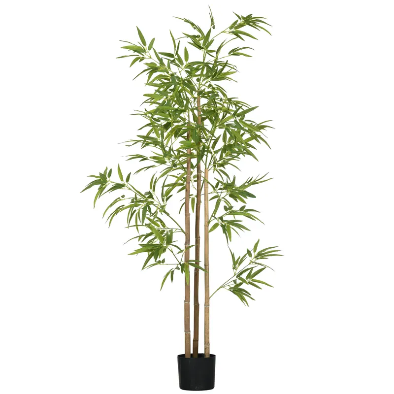 HOMCOM Plantă artificială Bambus arbore artificial înălțime 180 cm cu ghiveci, decor interior, foarte realist | Romania