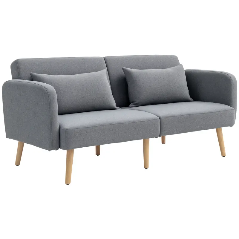 HOMCOM Canapea convertibilă 3 locuri design clic clac spătar reglabil și brațe reglabile material efect de lin gri | Romania