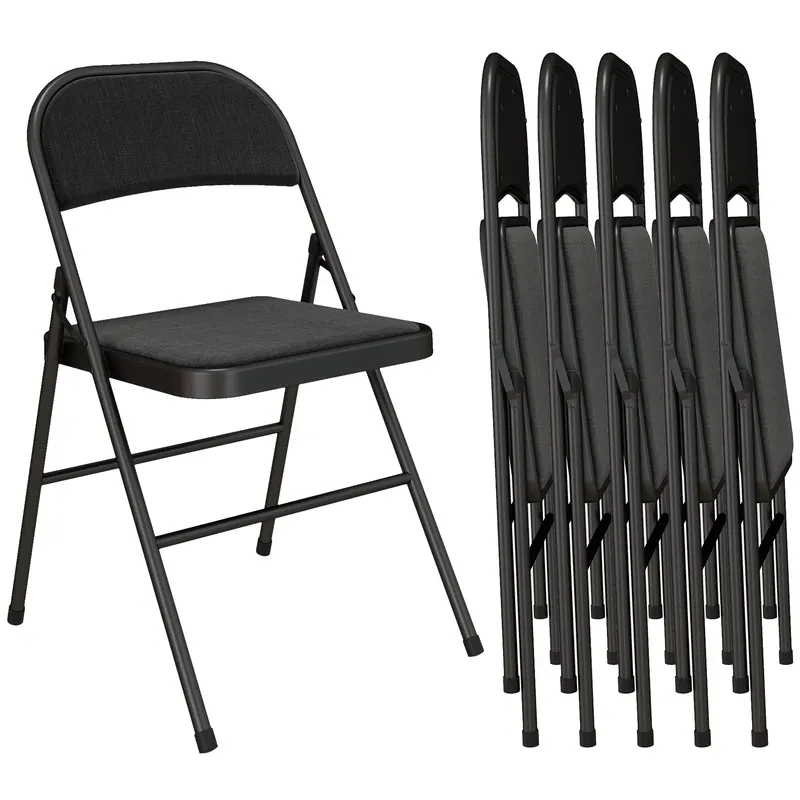 HOMCOM Set de 6 scaune pliante pentru dining scaune portabile cadru din oțel 45 x 46 x 78 cm negru | Romania