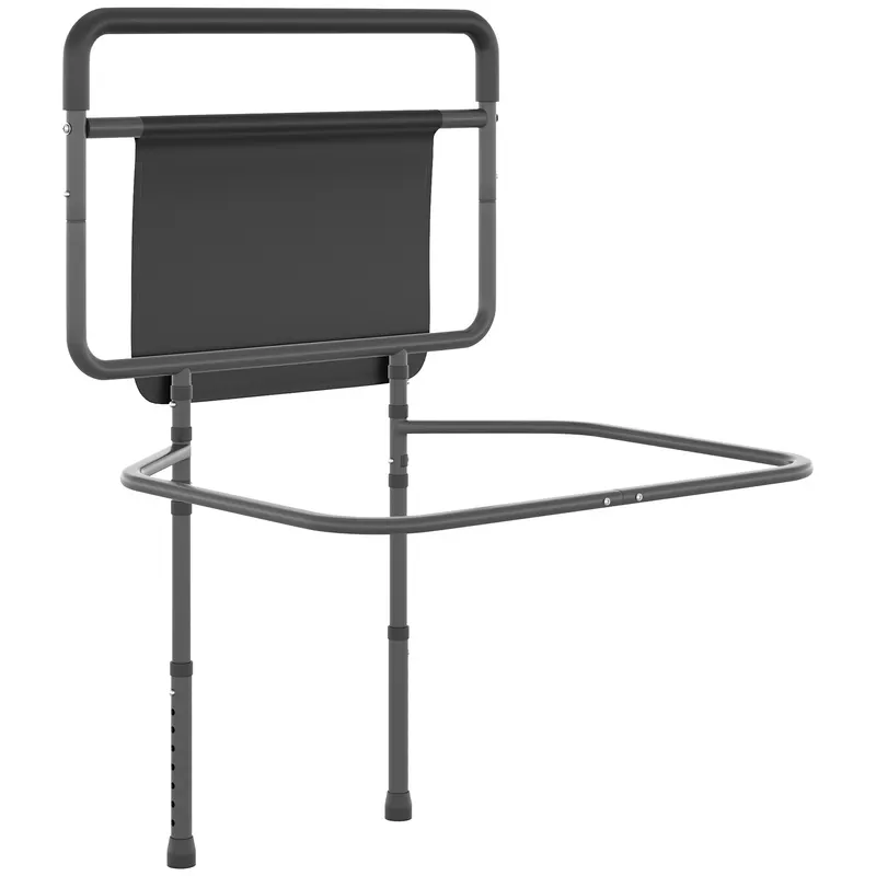 HOMCOM Bară de Asistență pentru Pat cu Înălțime Reglabilă, Buzunar de Depozitare și Bară de Susținere, 71x61x86-104 cm, Gri | Romania