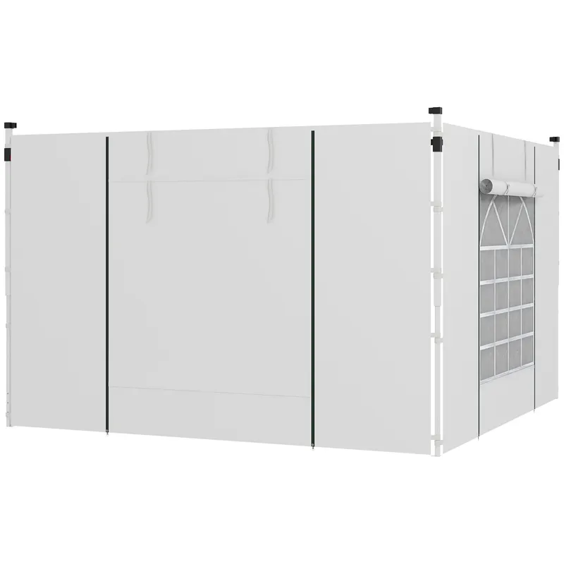Outsunny Panouri Laterale pentru Foisor cu Ferestre și Uși 3x3(m) sau 3x6m 2 Perechi Inlocuire Alb | Romania