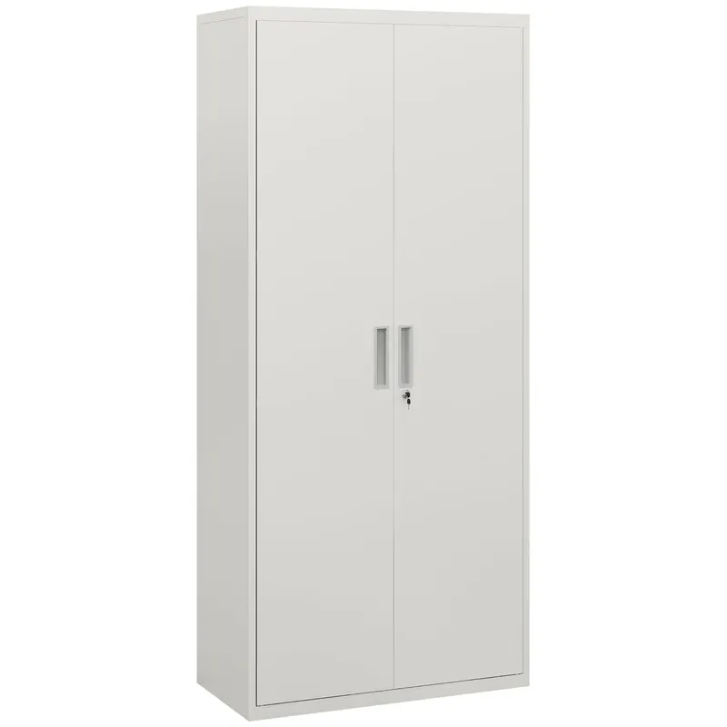 HOMCOM Dulap de Depozitare pentru Birou cu 5 Niveluri, Dulap Metalic cu 2 Uși și 4 Rafturi Reglabile, 80x40x180 cm, Alb