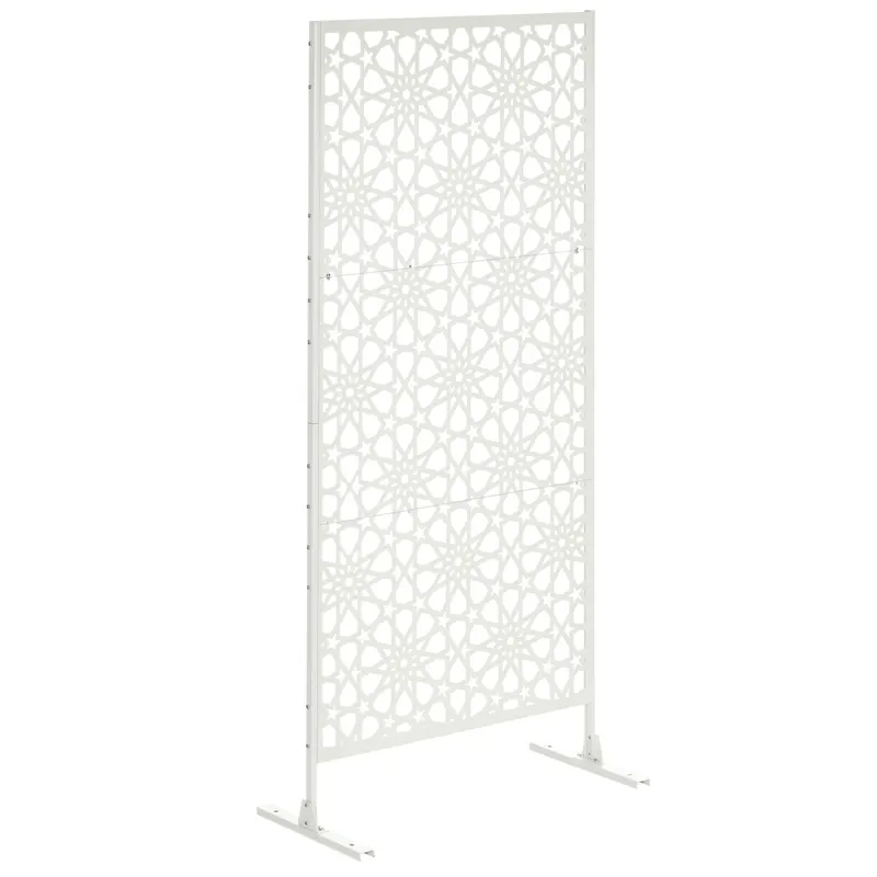 Outsunny Panou paravan de protecție decorativ exterior alb cu model din metal, 92 x 45 x 198 cm | Romania