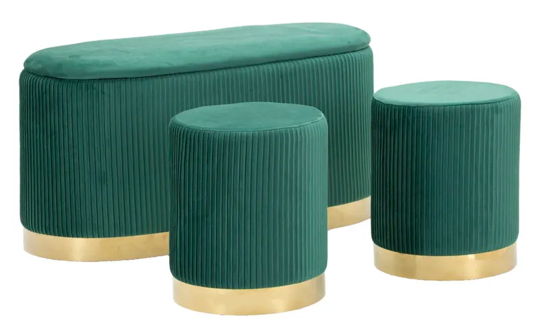 Mauro Ferretti Banca Cu Depozitare Și Taburet Shopy Green Set 3 Bucăți Cm 80X37X42-29X33 | Romania