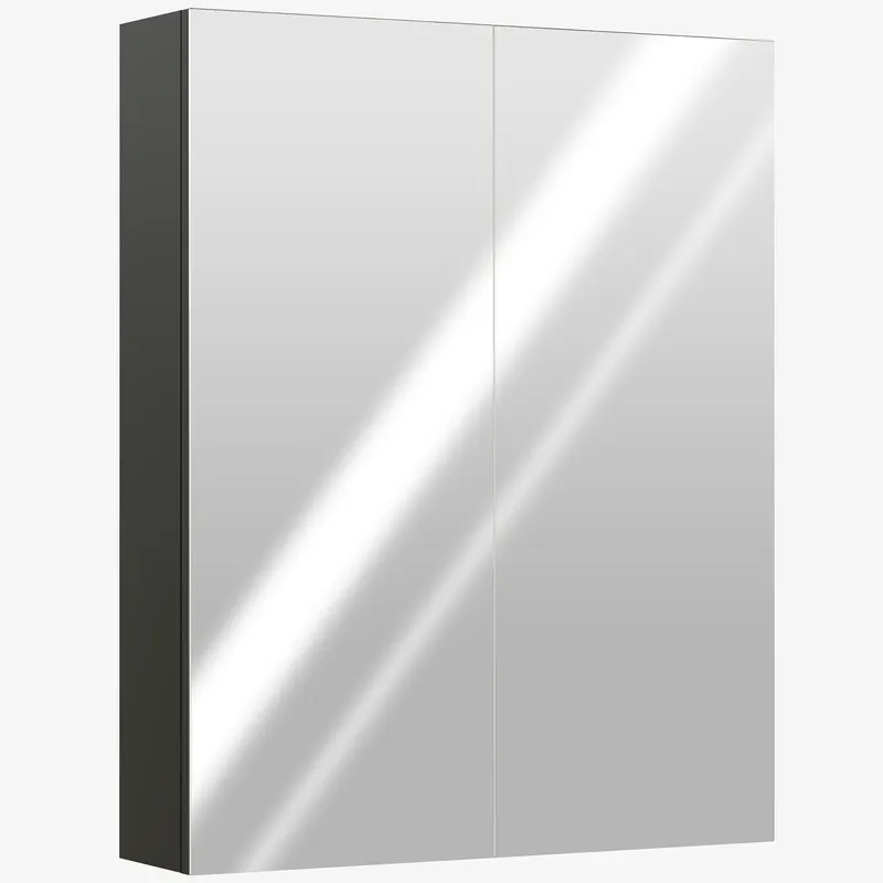 HOMCOM Dulap Suspendat de Baie cu 2 Uși cu Oglindă și 2 Rafturi Interne 60x15x75cm, Negru | Romania