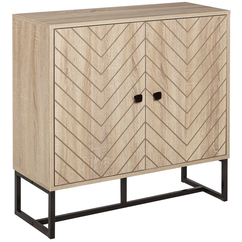 HOMCOM Bufet mobilier de depozitare 2 uși lemn și picioare din metal negru dim. 80L x 29,5l x 80H cm | Romania