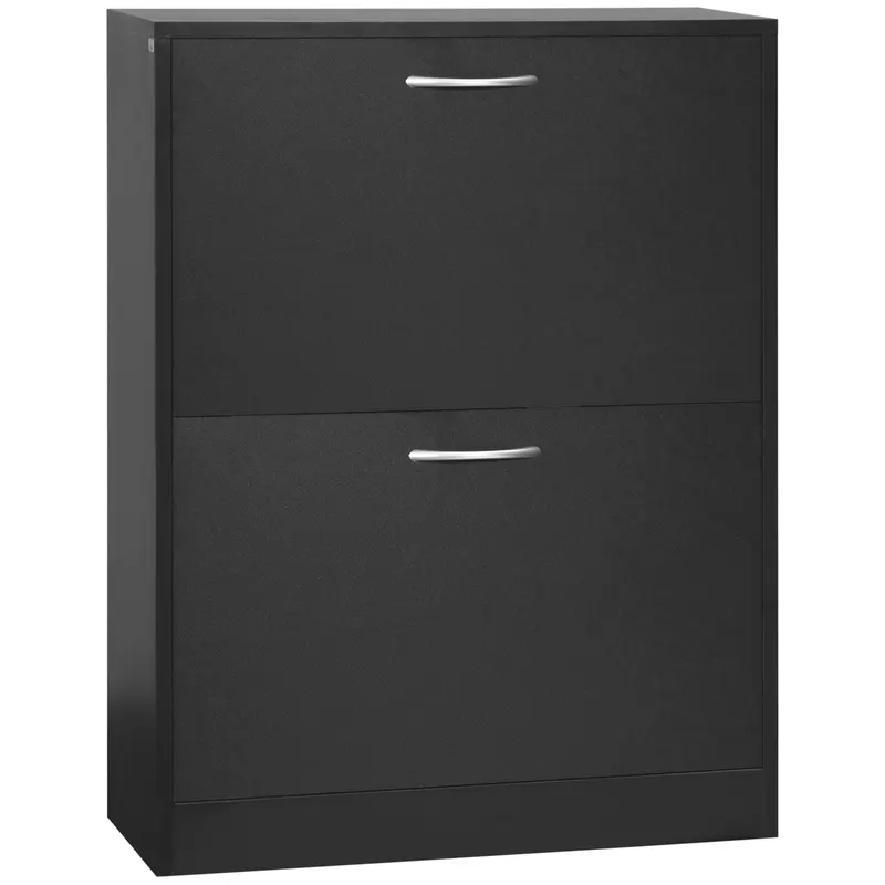 HOMCOM Dulap de Pantofi Mobilier Scară dim. 60L x 24l x 80H cm 2 Uși Batante Negru | Romania
