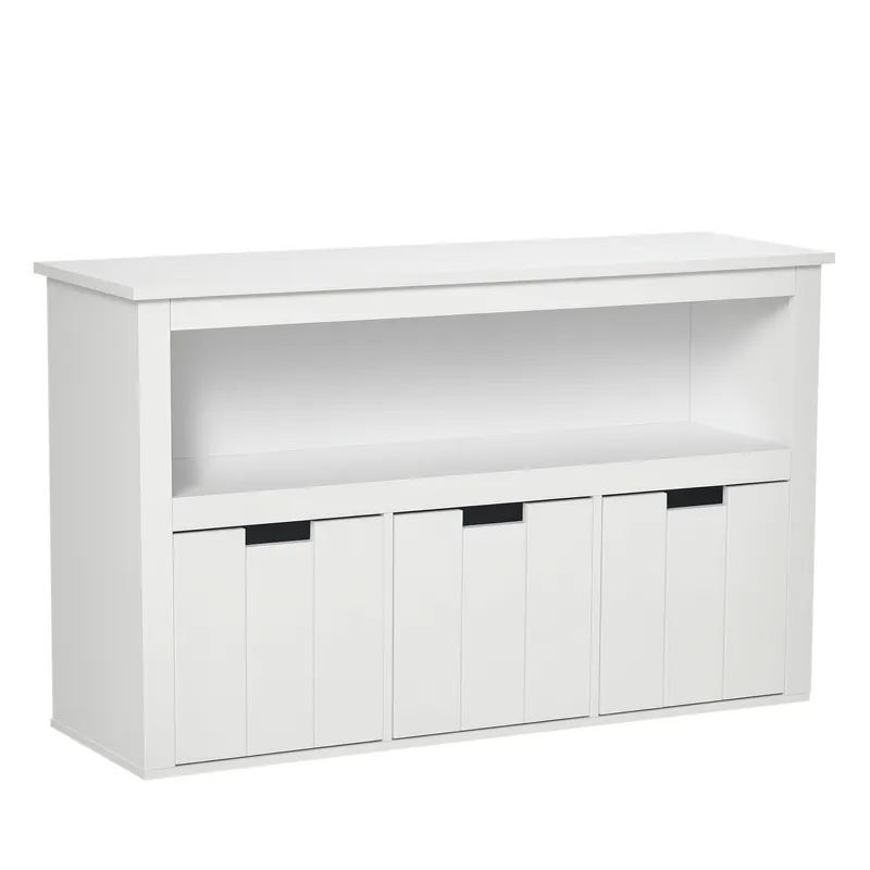 HOMCOM Bufet de Salon cu 3 Sertare Mobilizabile și Rafturi Deschise pentru Cărți Jucării Dulap Auxiliar de Depozitare pentru Dormitor Bucătărie 102x33x61,5 cm Alb | Romania