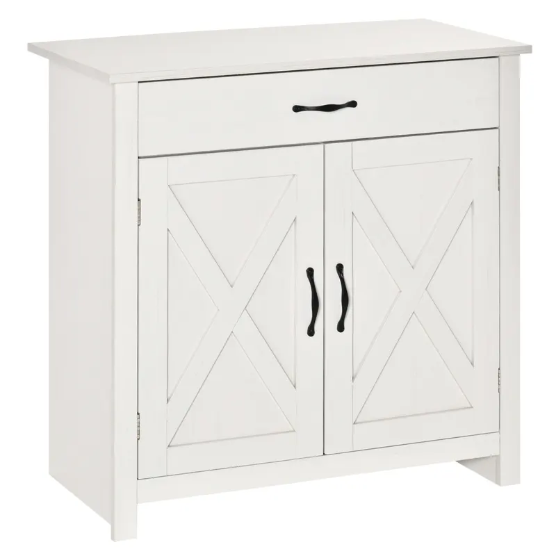 HOMCOM Bufet de Bucătărie cu Sertar 2 Uși și Raft Interior Mobilier Auxiliar Decorativ 80x39,7x80 cm Alb Spălat | Romania