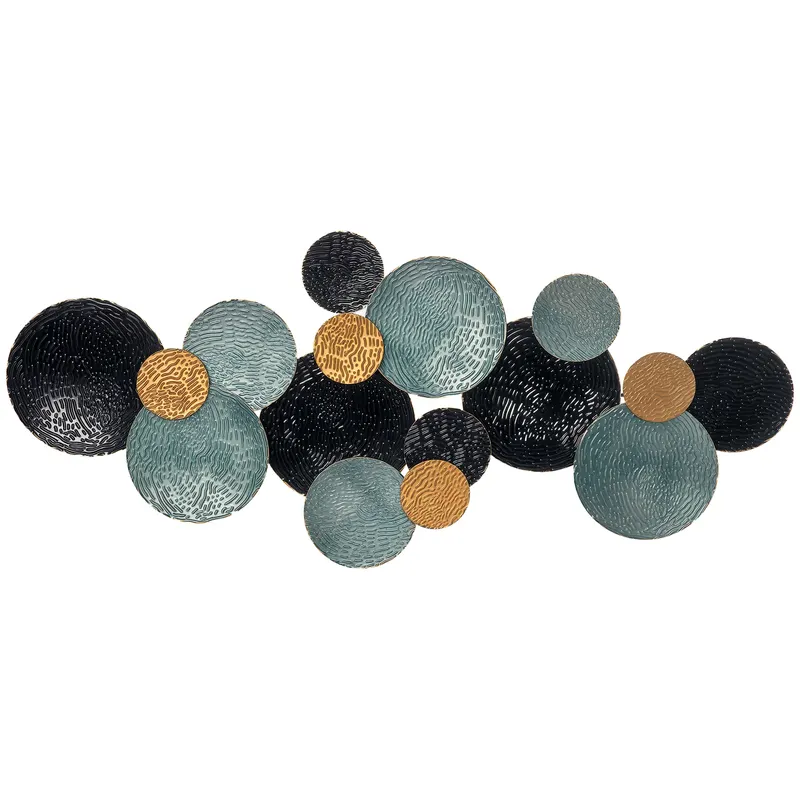 Decorațiune de perete 3D HOMCOM cu Cercuri 121 cm x 4 cm x 53 cm Metal Albastru + Negru | Romania
