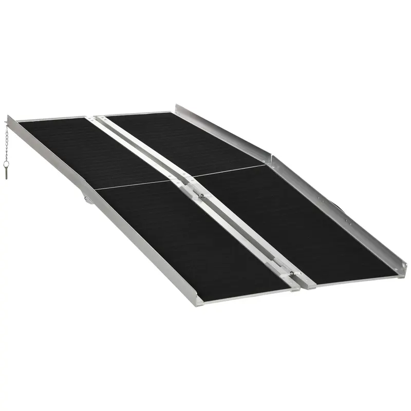 HOMCOM Rampă pliabilă pentru scaune cu rotile din aluminiu cu margini înalte antiderapante | Romania