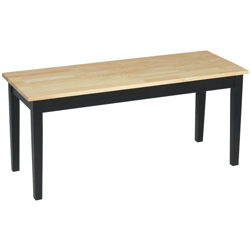 HOMCOM Banc din lemn pentru 2 persoane bicolore, cu șezut natural și picioare negre 102 x 36 x 45 cm | Romania