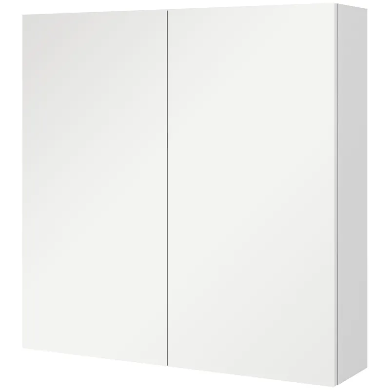 kleankin Dulap de Baie cu Oglindă, 2 Uși Soft Close, 60x15x60 cm, Rafturi Ajustabile, Dulap Suspendat cu Economisire de Spațiu, Alb Lucios | Romania